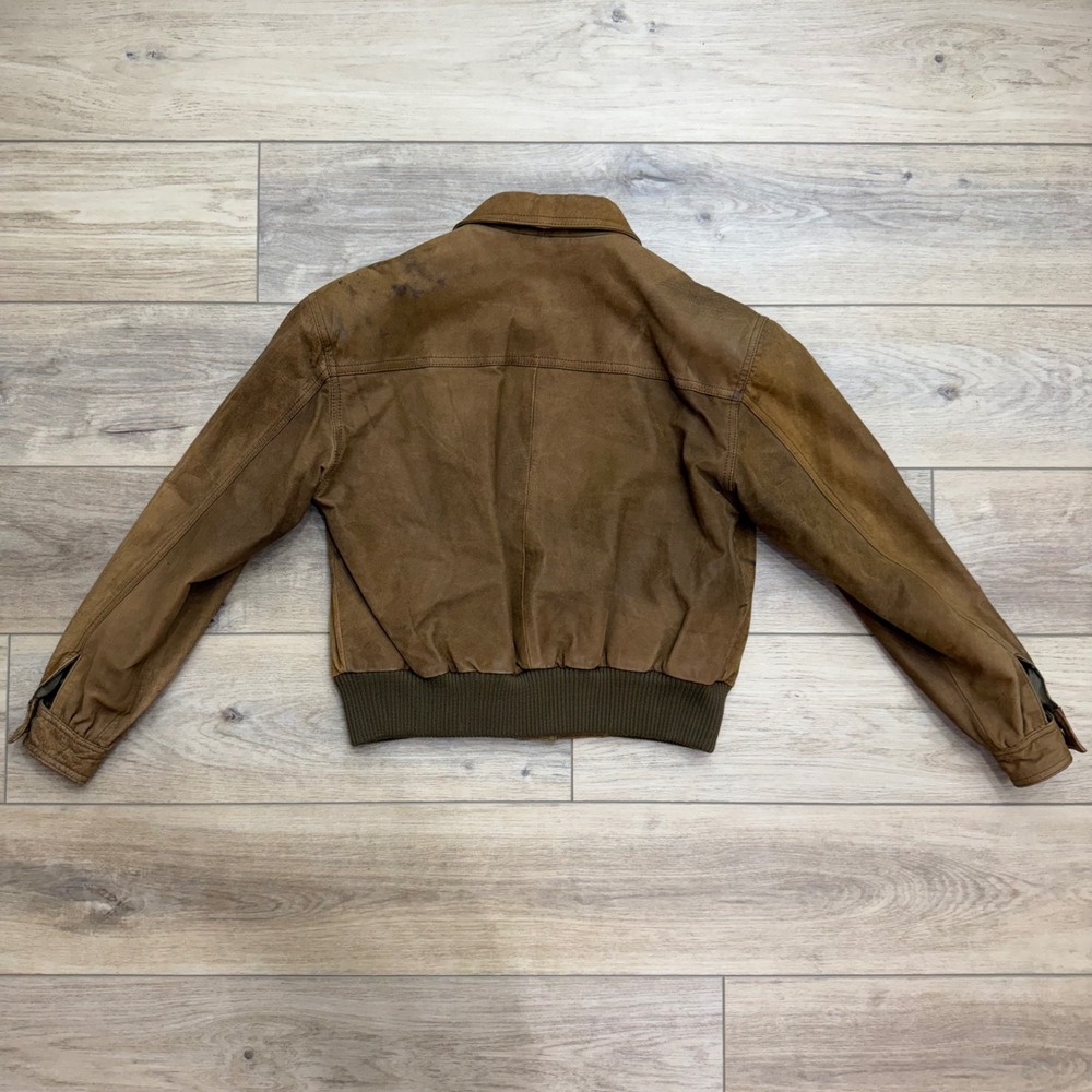 Vintage Fidelity Women's Brown Nubuck Suede Leather Bomber Jacket Distressed Med - Picture 10 of 13